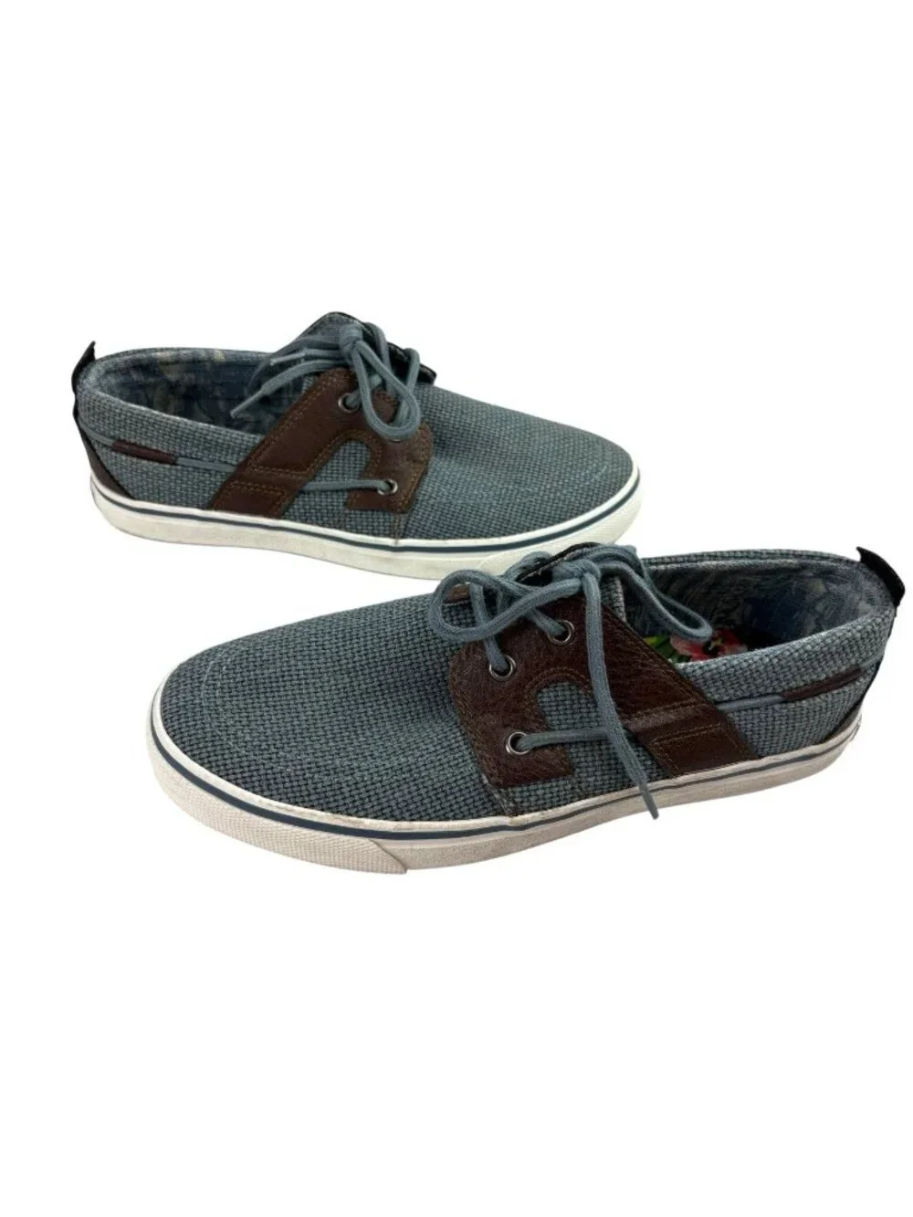 *Tommy Bahama Stripes Lace Up Boat Shoes Mens Size 8 Blue Fabric Comfort Loafer